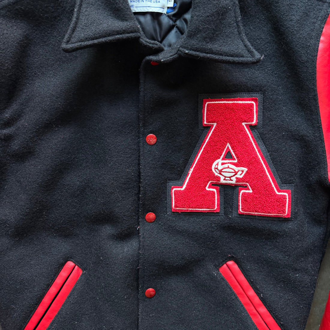 S 90s Red/Black Letterman Jacket
