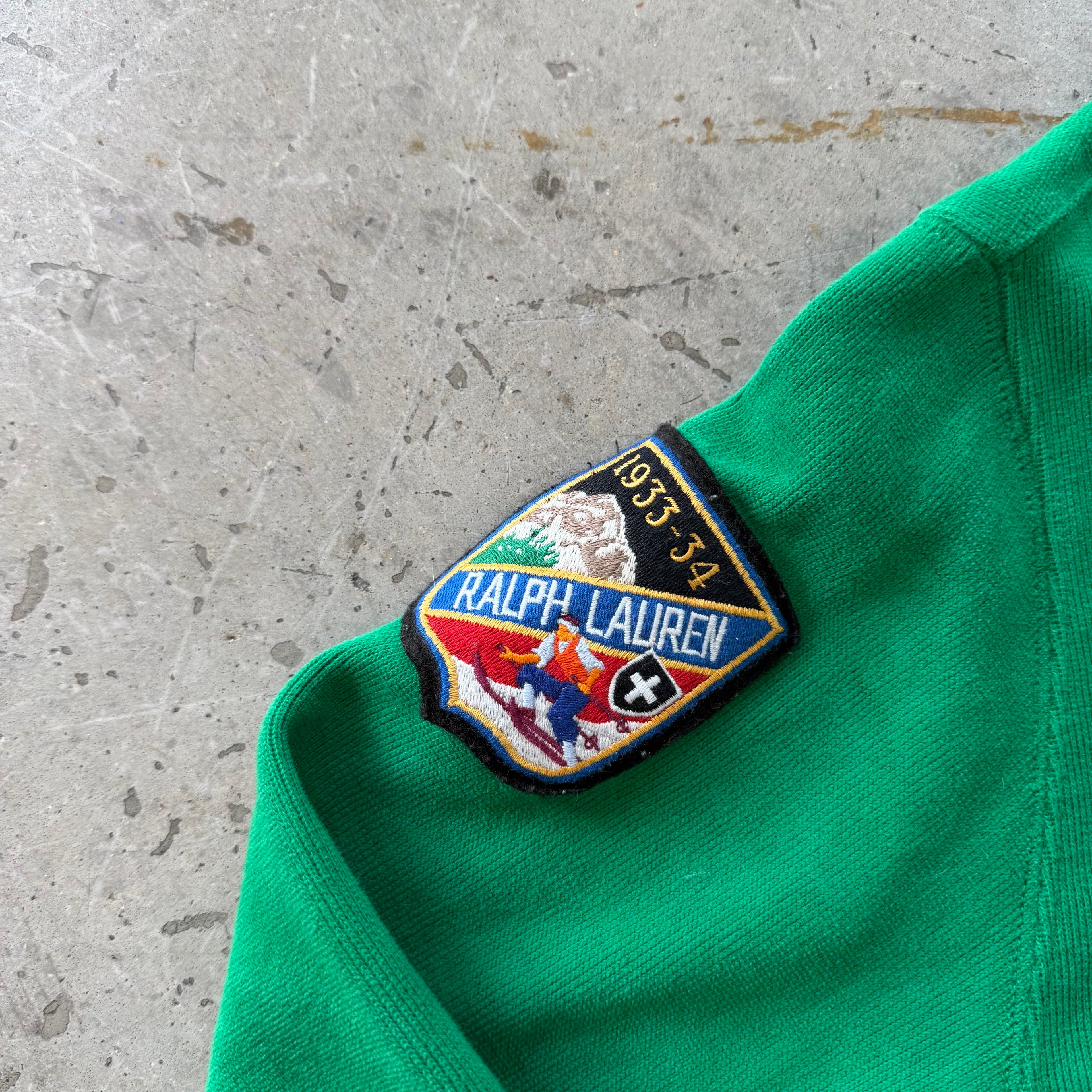 L 90s Green Polo Quarter Zip
