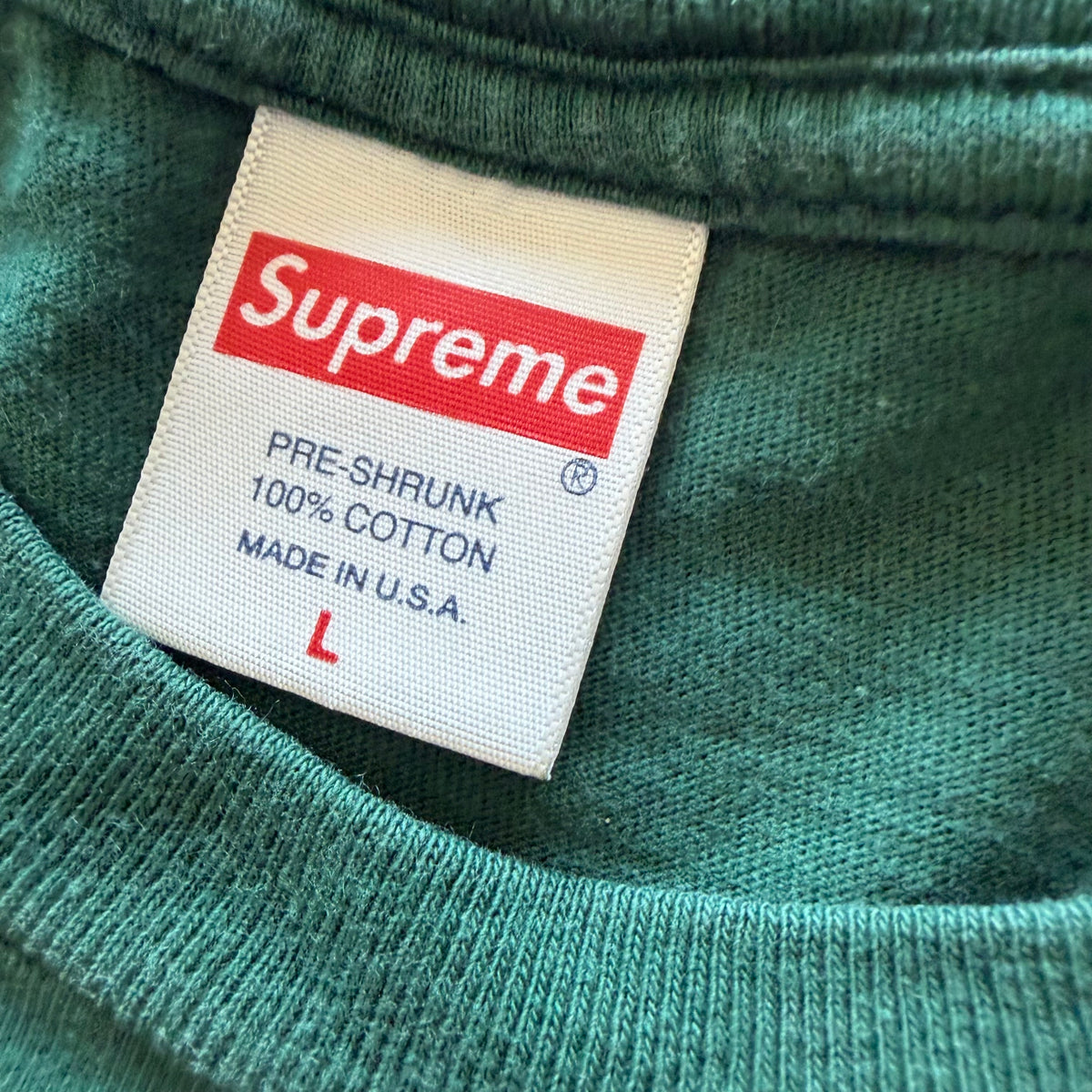 L Supreme Scratch Logo Tee Green