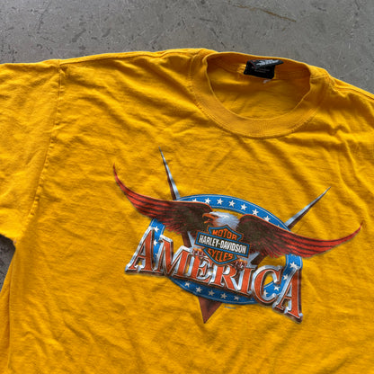 XL 00s Yellow Dallas Harley Tee