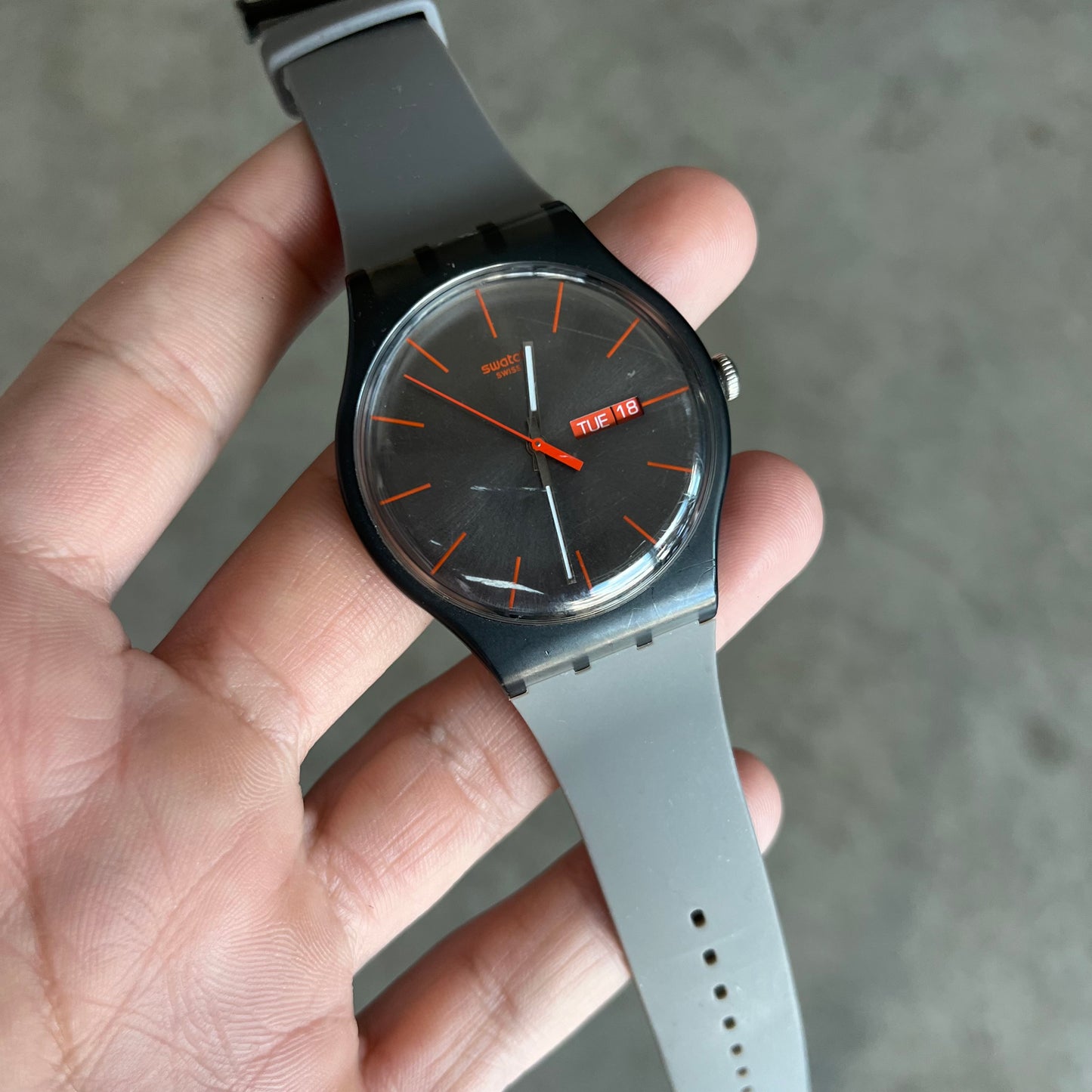 Grey/Orange Swatch Watch