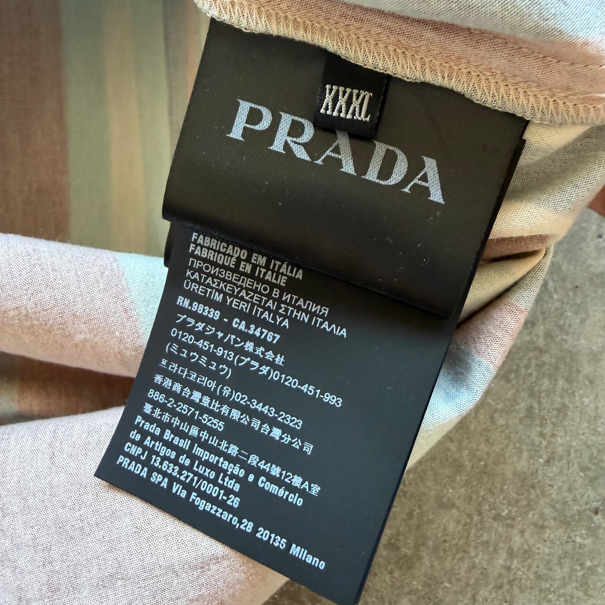 XXL Prada Multi Stripe Triangle Stitch Button Up