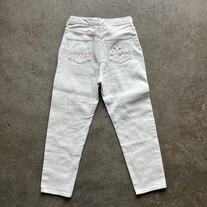 28x25 White/Pink Evisu Jeans