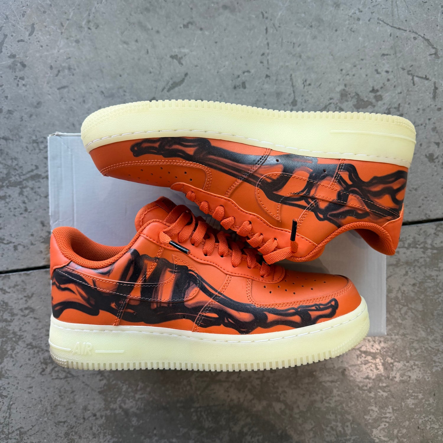 9 Used Nike Air Force 1 Skeleton Orange