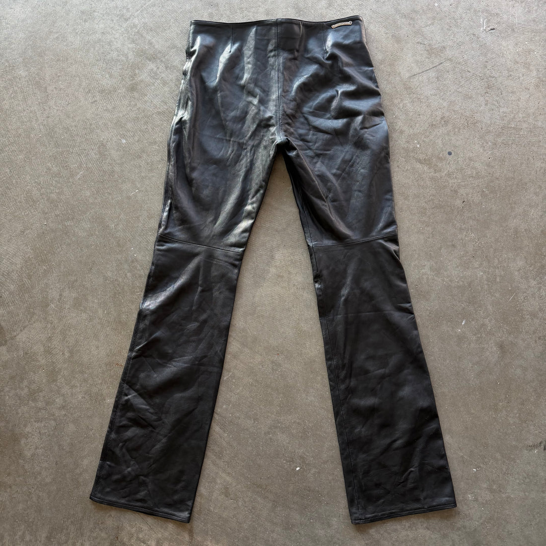 Chrome Hearts Leather Fleur Knee Dagger Zipper Pants