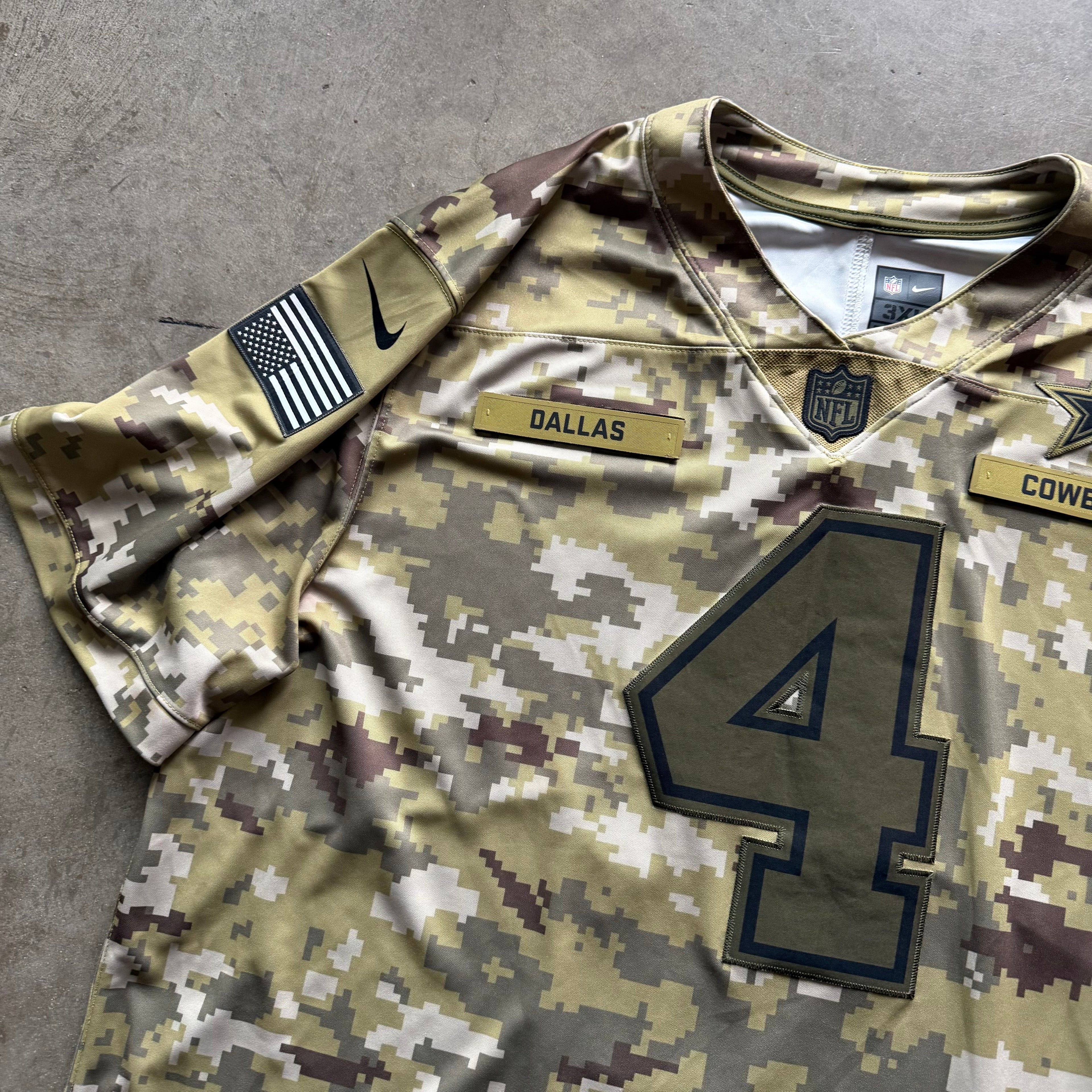 XXXL Salute to Service Cowboys Dak Jersey