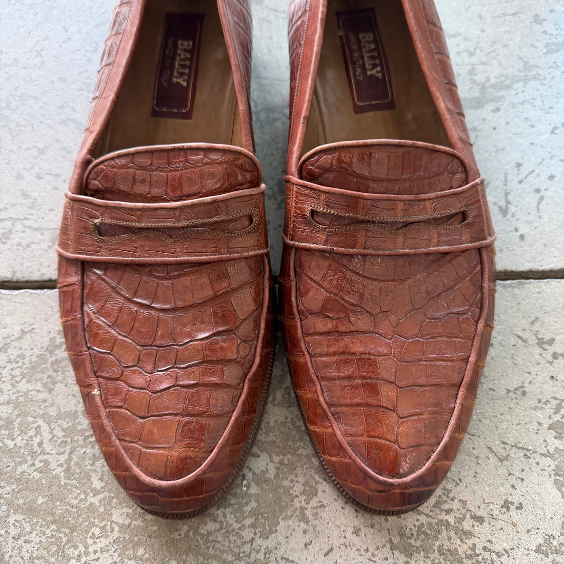 10.5 Used Vintage Bally Croc Loafers