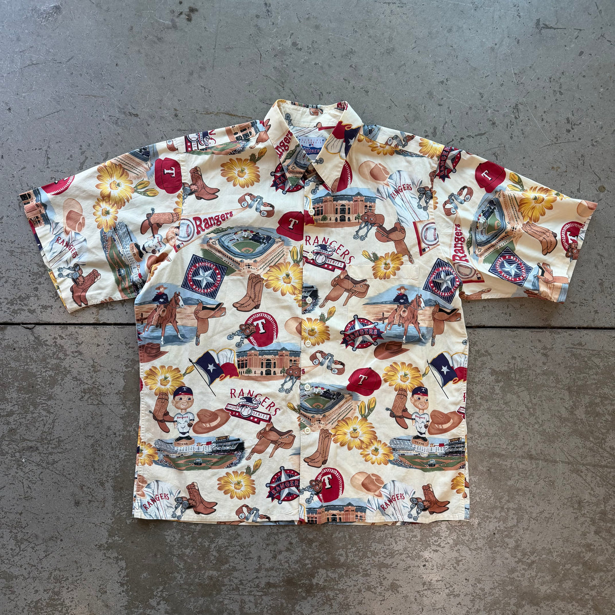 L 90s Texas Rangers Hawaiian Shirt