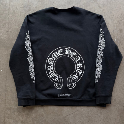 XL Chrome Hearts Floral Horseshoe Logo Crewneck Black