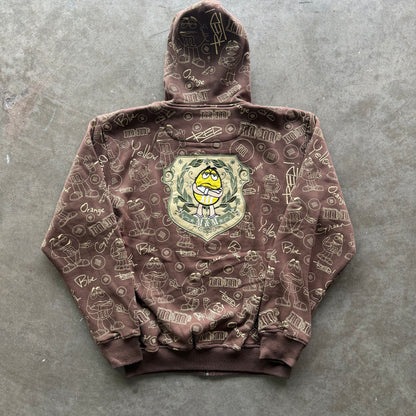 L M&amp;M All Over Print Zipup Brown
