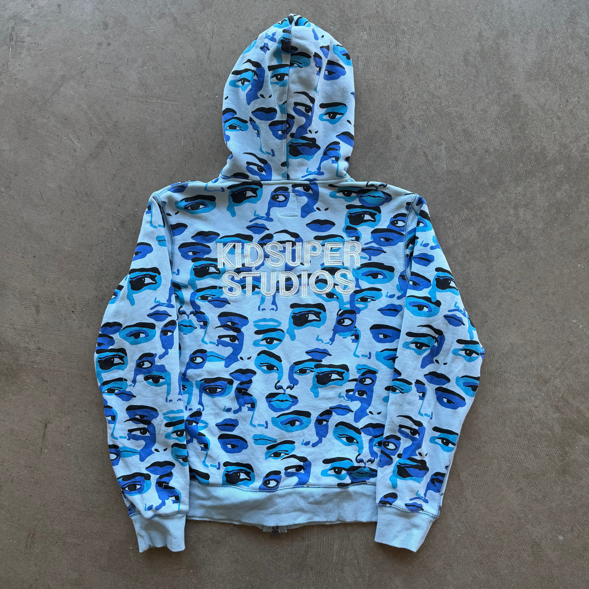 XL Kid Super Faces Camo Hoodie Blue