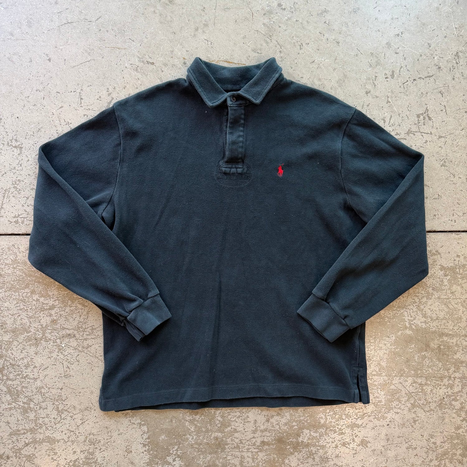 XL 90s Black Longsleeve Polo Rugby