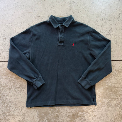 XL 90s Black Longsleeve Polo Rugby