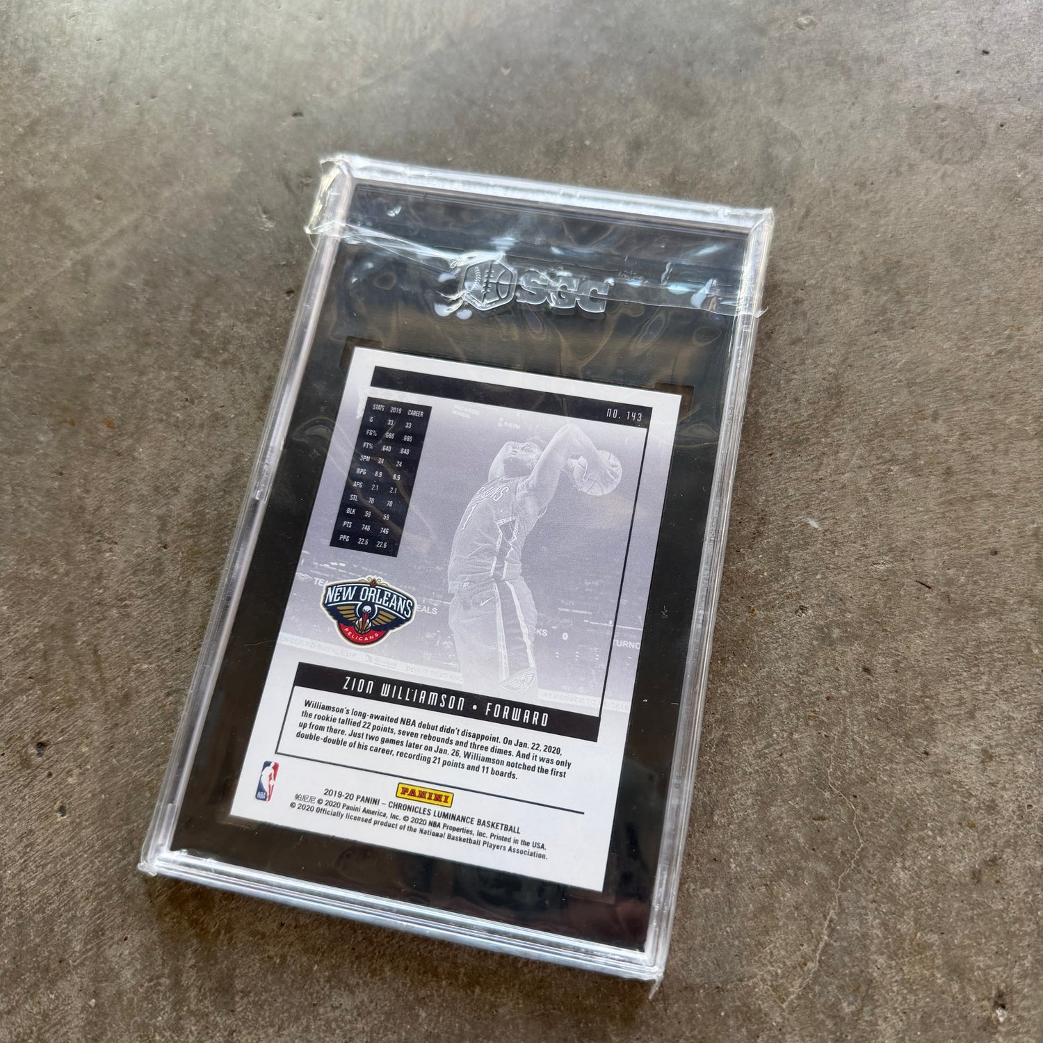 Zion Williamson 2019-20 Panini Chronicles Rookie SGC 10