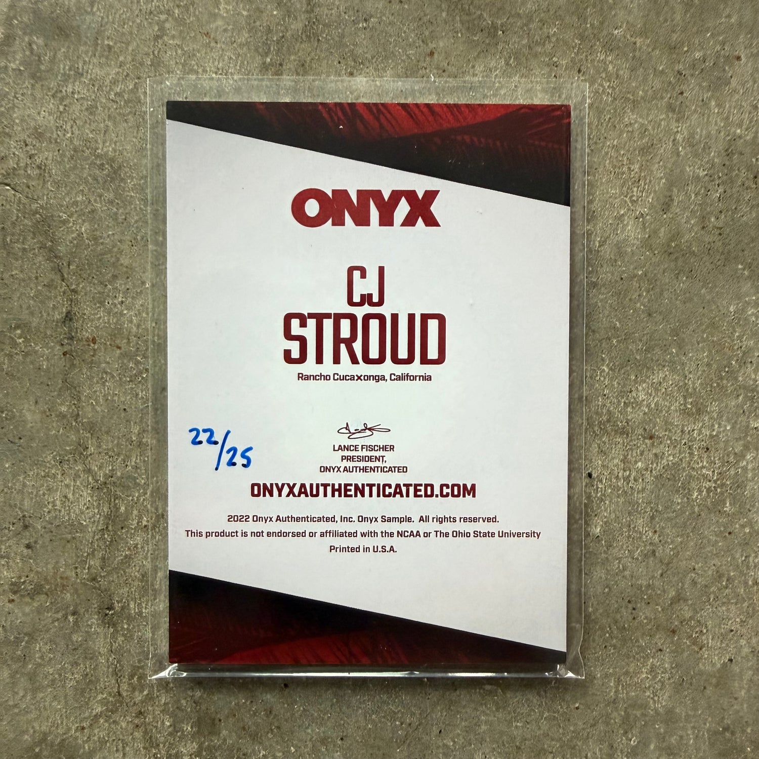 C.J. Stroud 2022 Onyx on Card Inscripted Auto /25