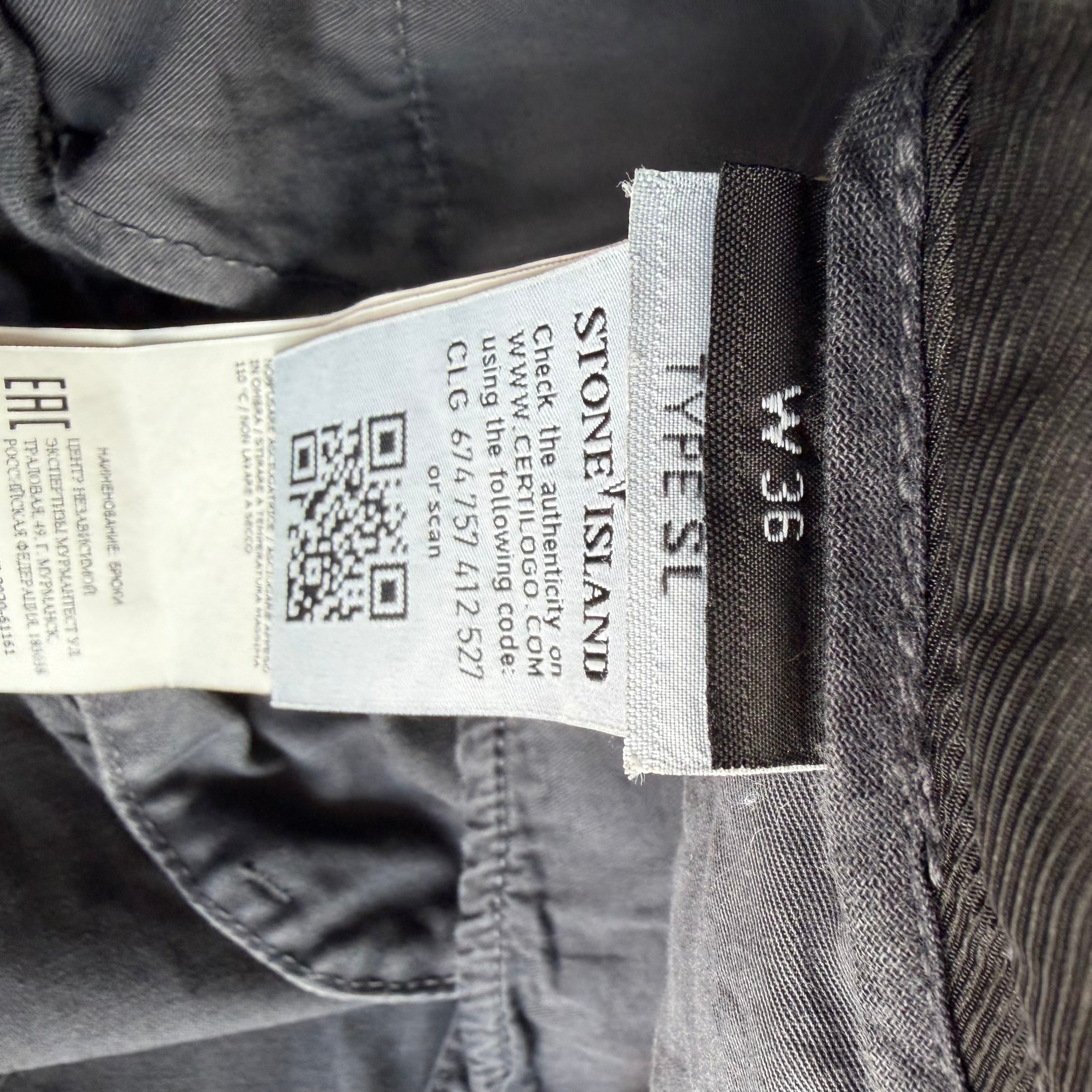 35x32 Stone Island Gray Cargo Pants