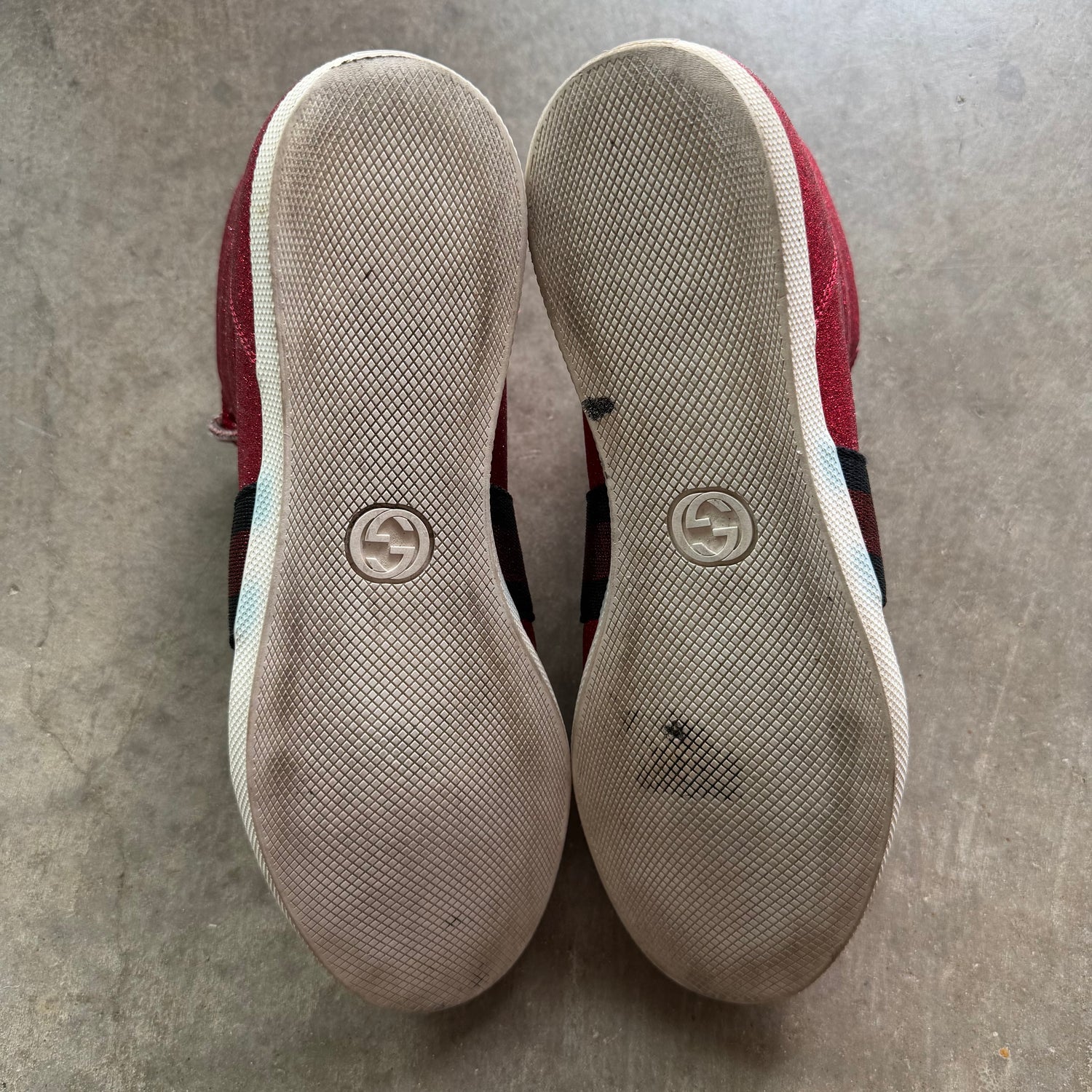 10 Used Gucci Ace High Top Red Glitter