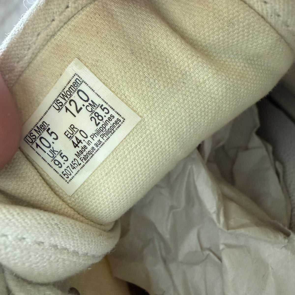 10.5 Vans Pearlized White