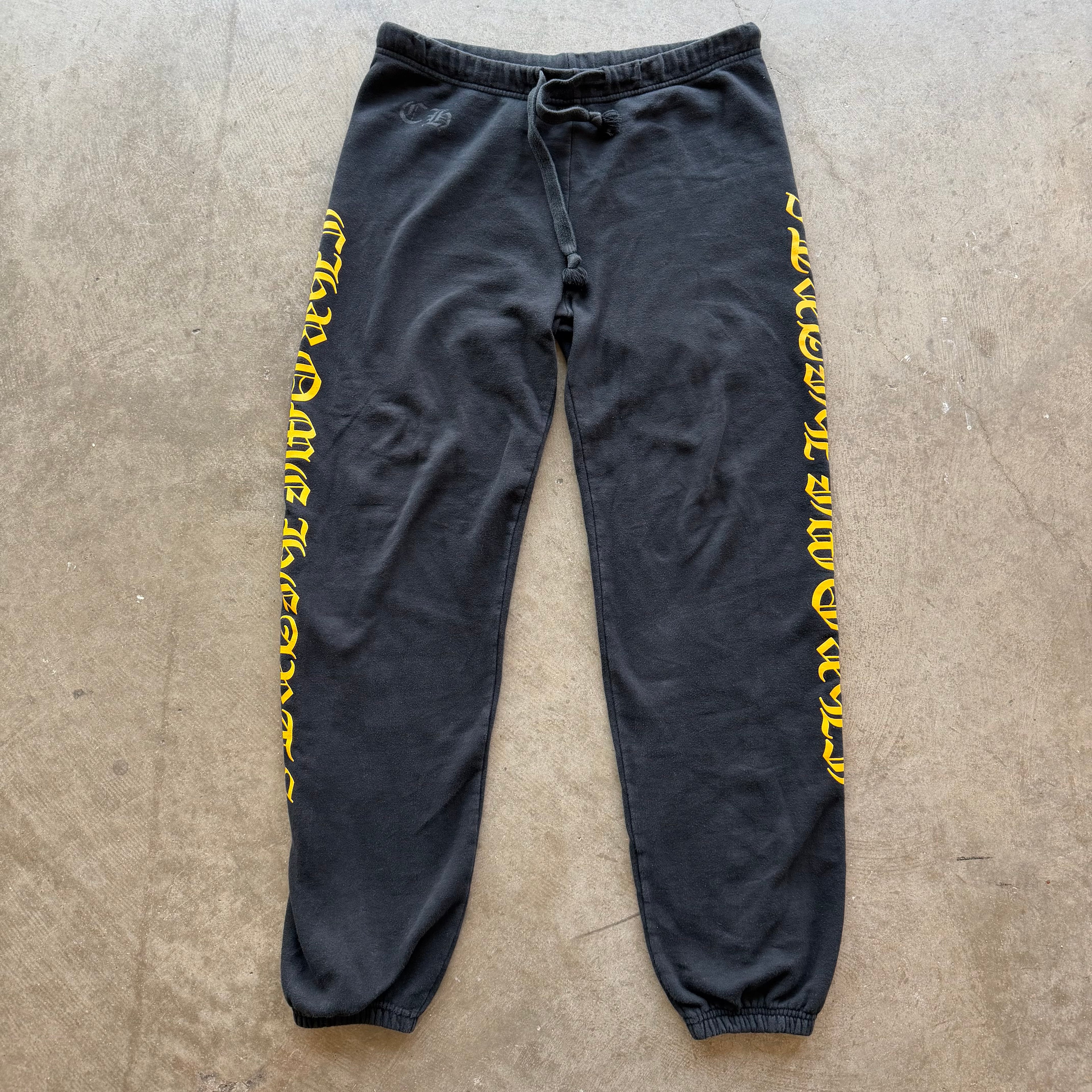 L Chrome Hearts Yellow Script Logo Sweatpants