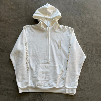 XL Chrome Hearts Silver Foil Logo Hoodie White