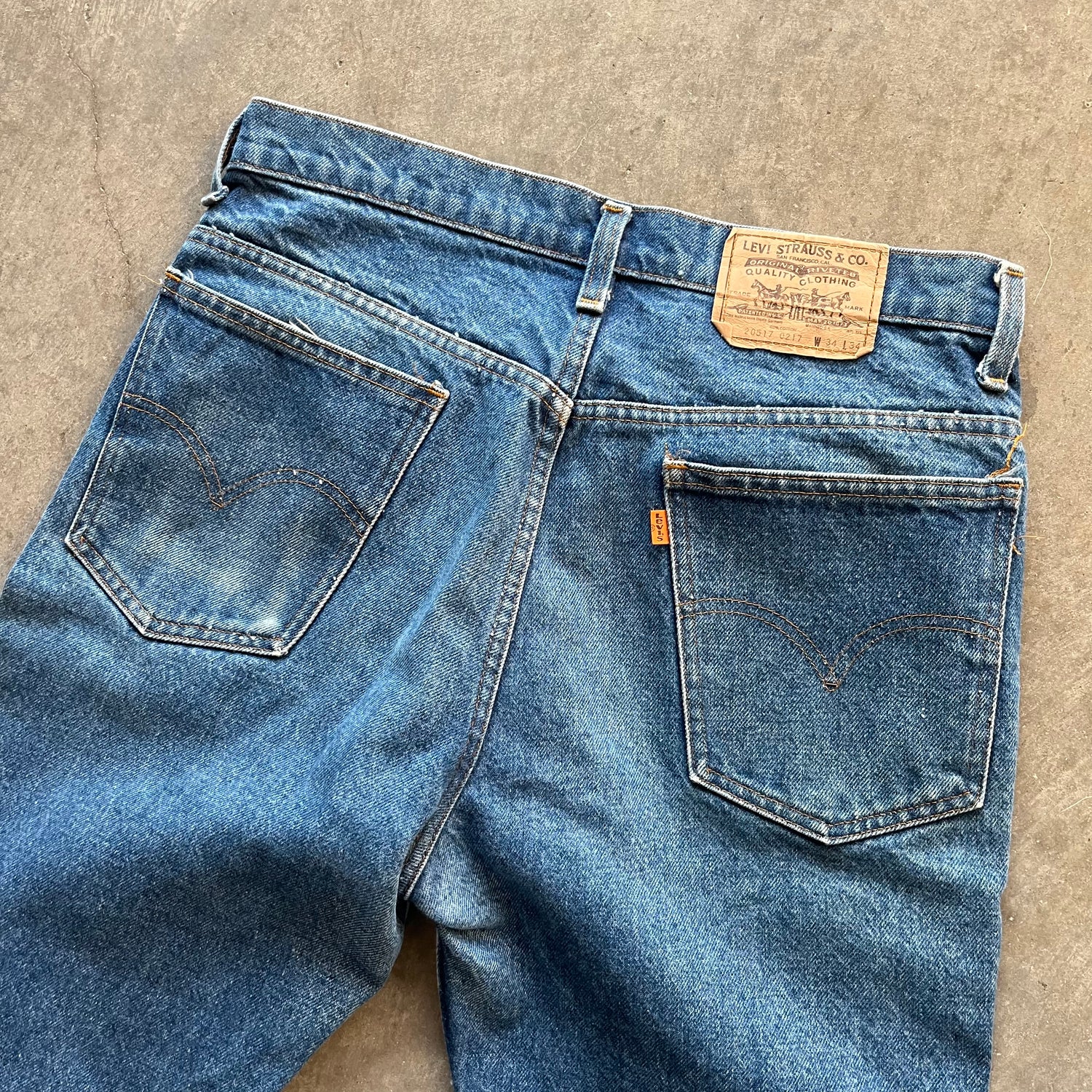 33x34 1971 Levis 20517 Orange Tab Jeans