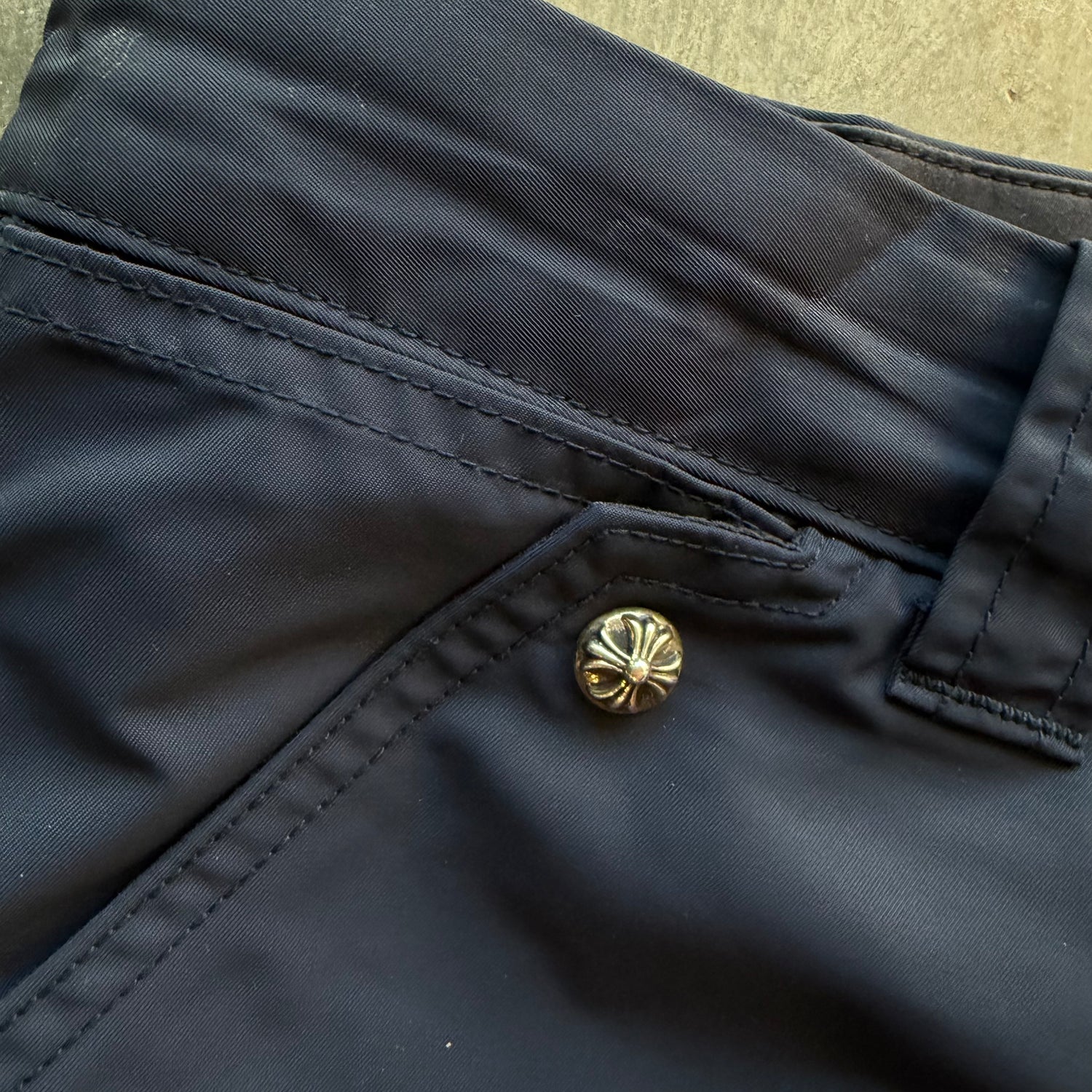 36x29 Chrome Hearts Leather Nylon Double Knees Navy