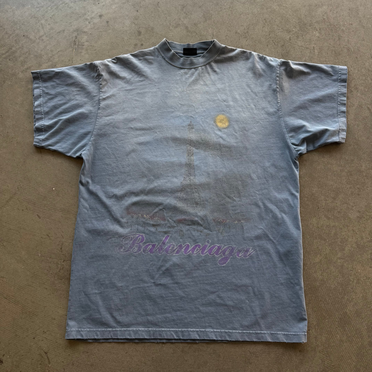L Balenciaga Eiffel Tower Paris Tee Blue