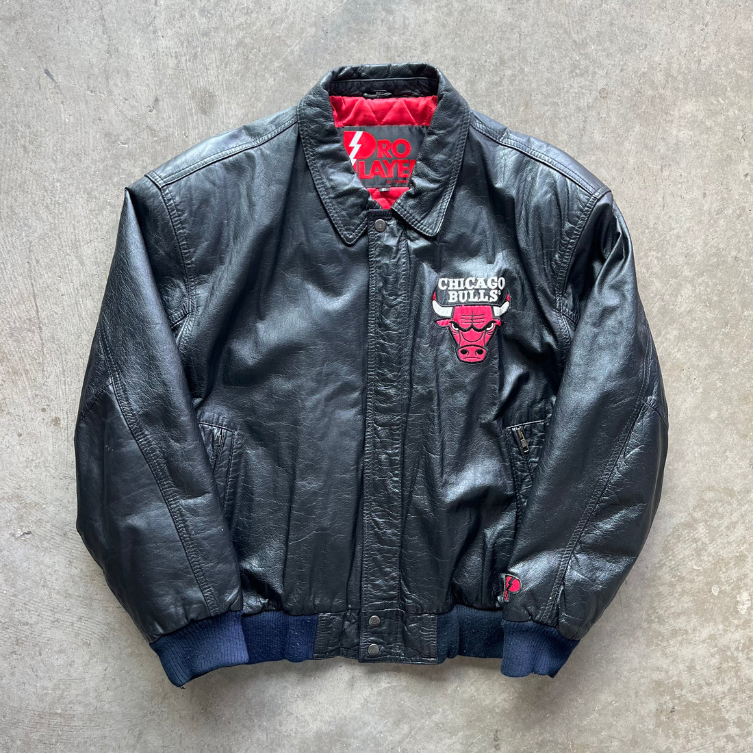 XL 90s Bulls Leather Pro Player Jacket