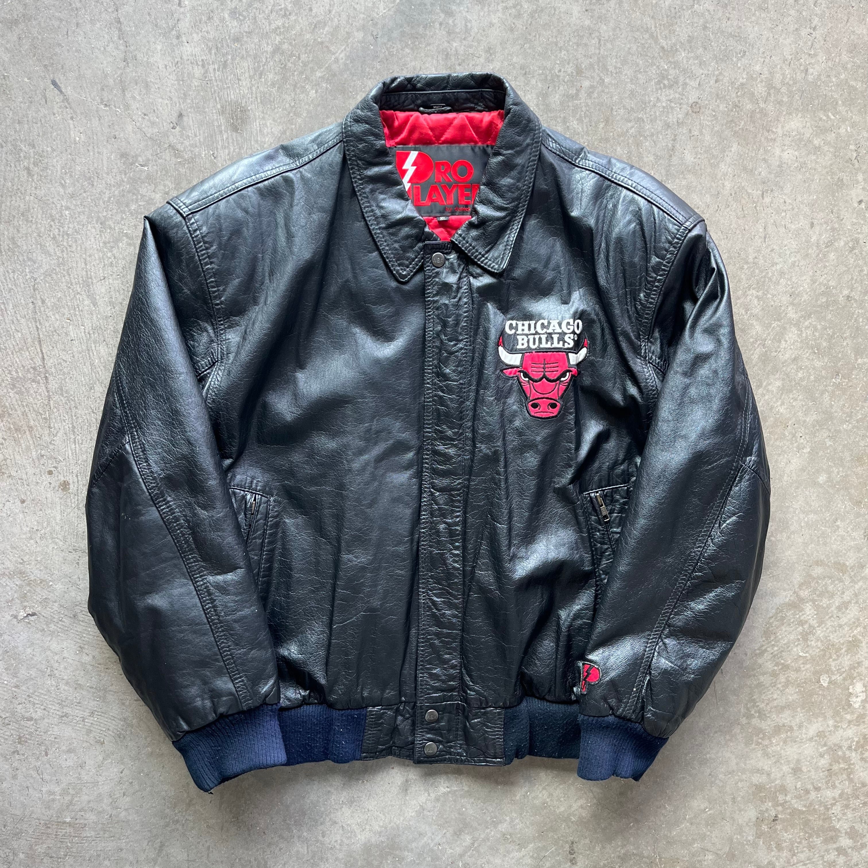 XL 90s Bulls Leather Pro Player Jacket