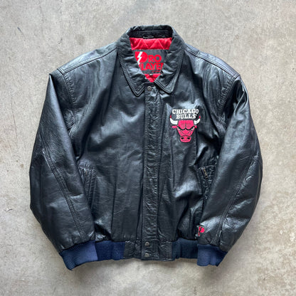 XL 90s Bulls Leather Pro Player Jacket