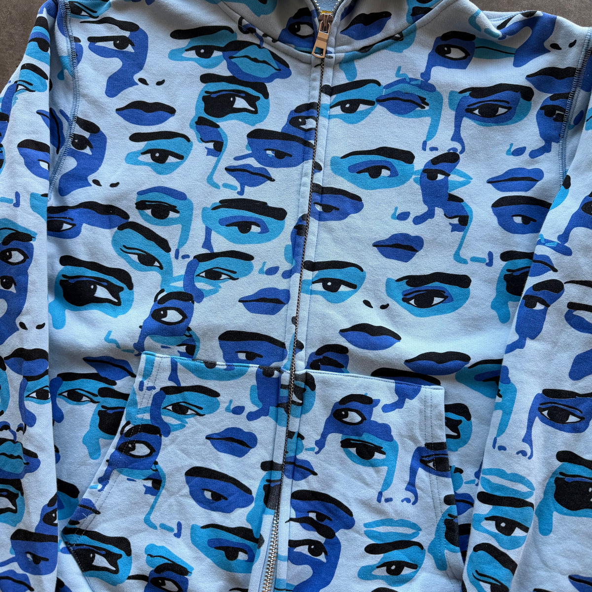 XL Kid Super Faces Camo Hoodie Blue