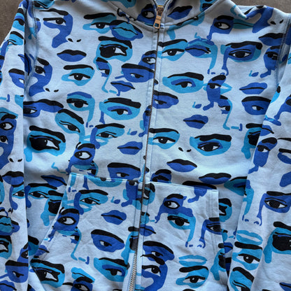XL Kid Super Faces Camo Hoodie Blue