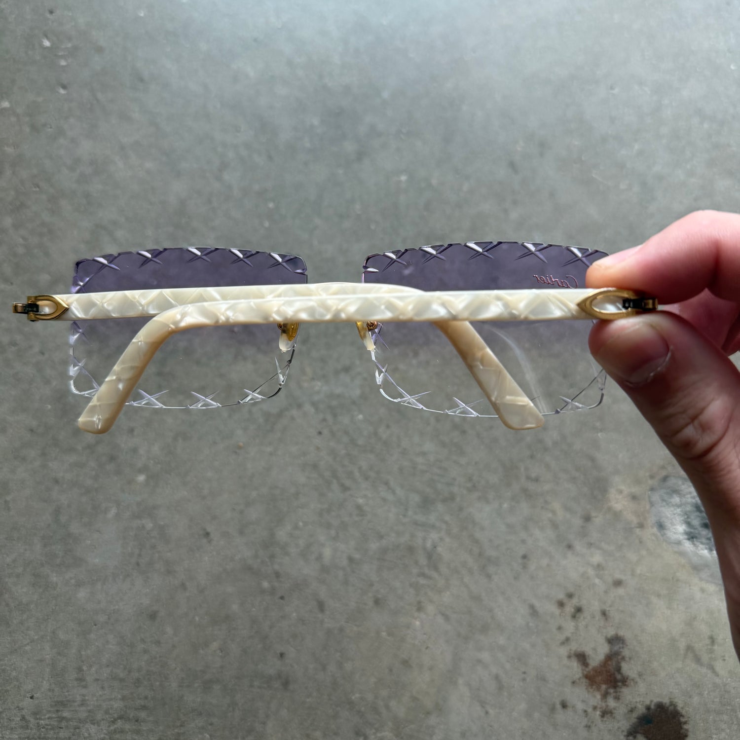 Cartier Purple Lense Diamond Cut Frames
