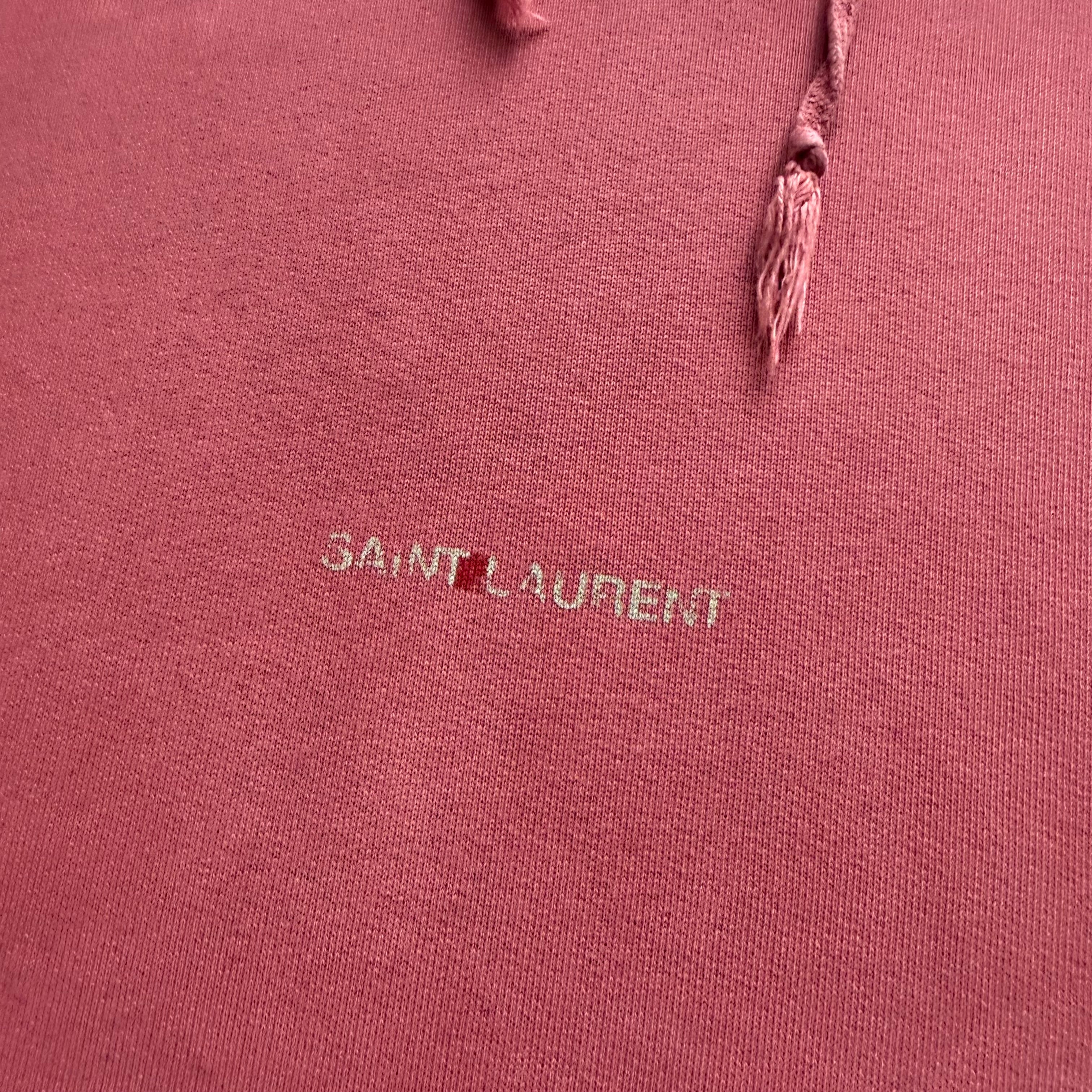 XL Red Saint Laurent Distressed Hoodie