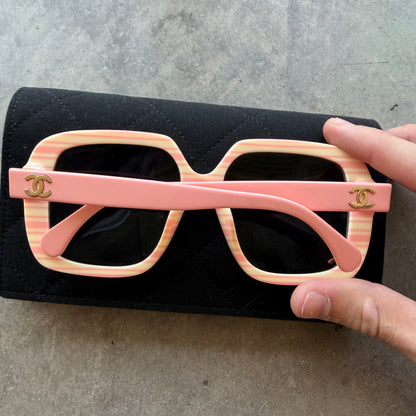 Chanel CC Logo Oversized Sunglasses Pink