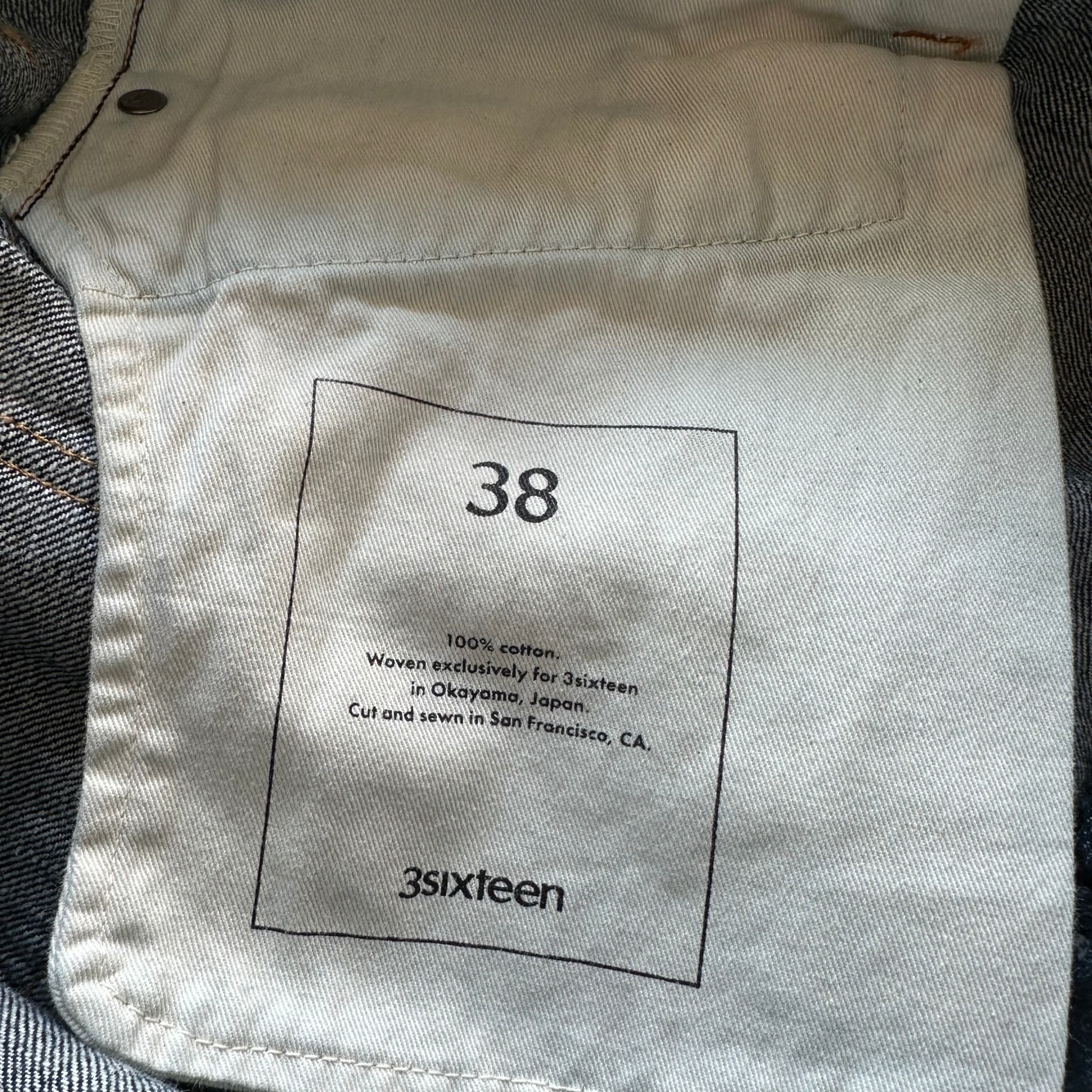 38x34 3sixteen Selvedge Denim