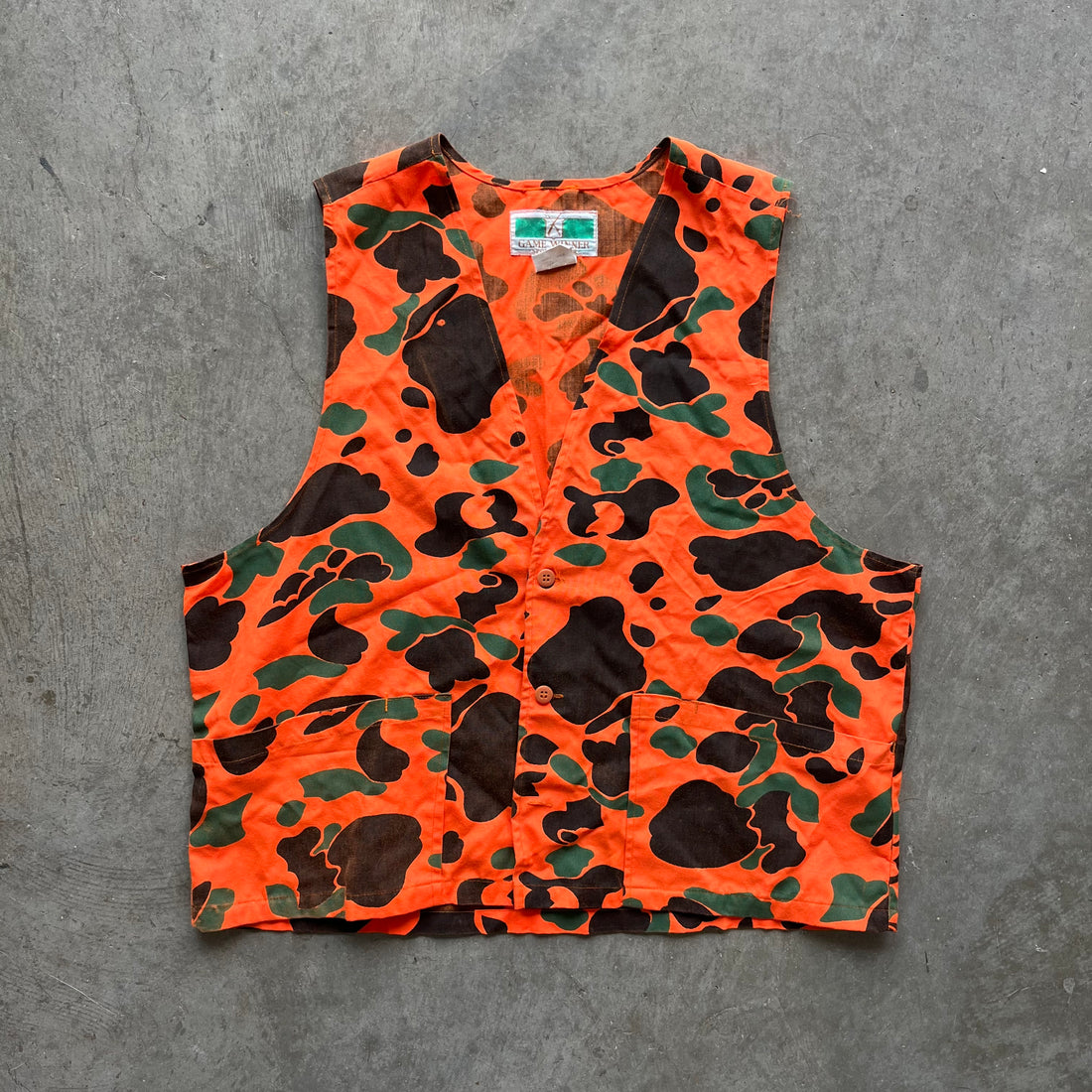 L 90s Orange Camo Hunting Vest