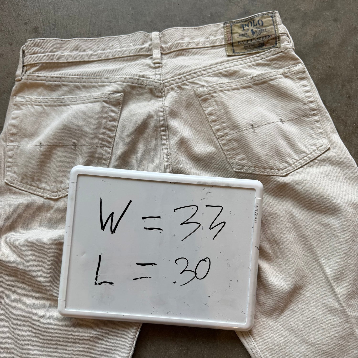 33x30 100% Cotton White Polo Pants