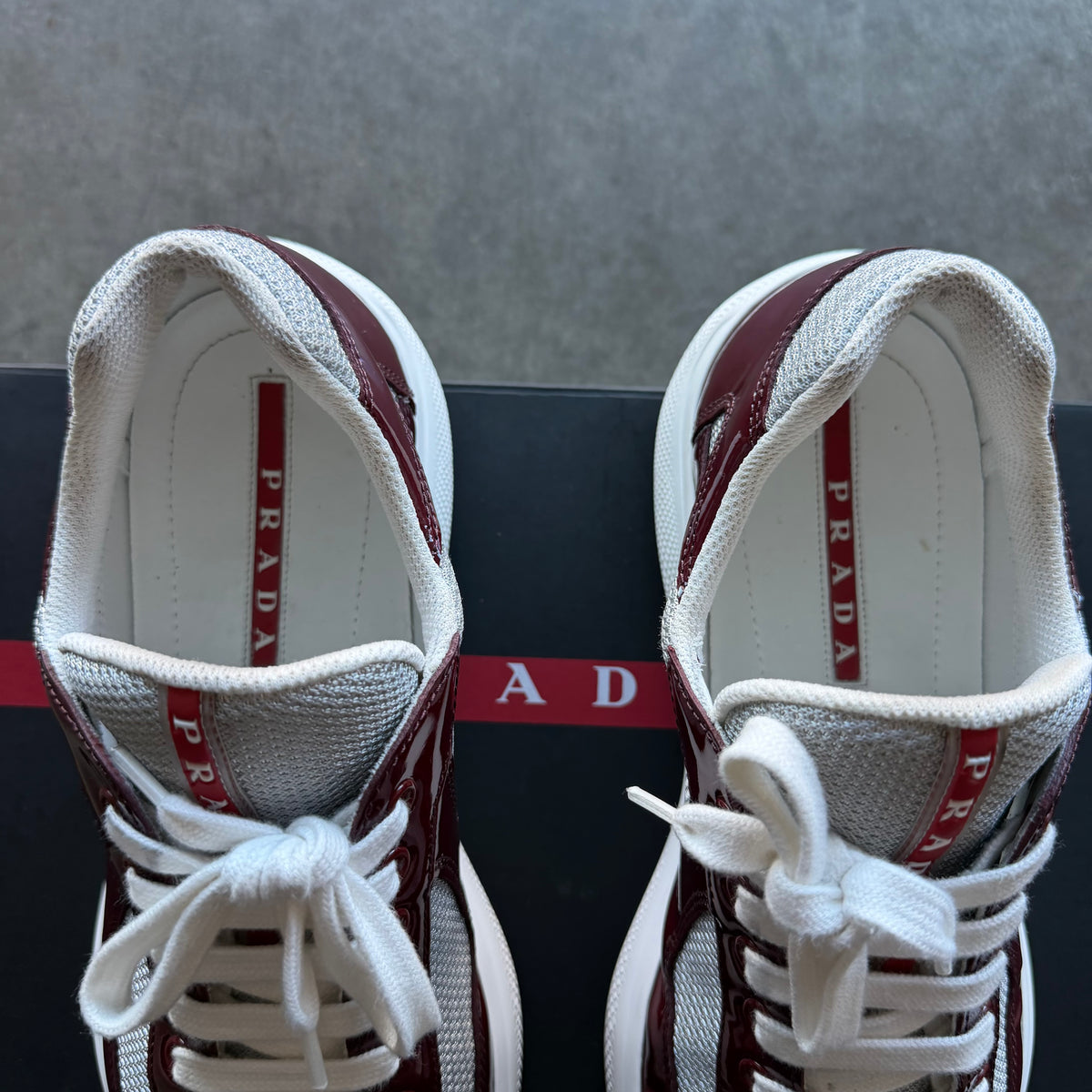Used 9.5 Prada America Cups Maroon