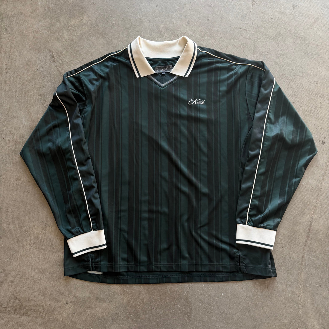 XXL Kith Pinstripe Tricot Polo L/S Green