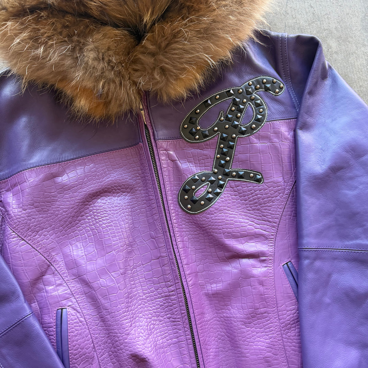 XL Pelle Pelle Fur Hooded Jacket Purple