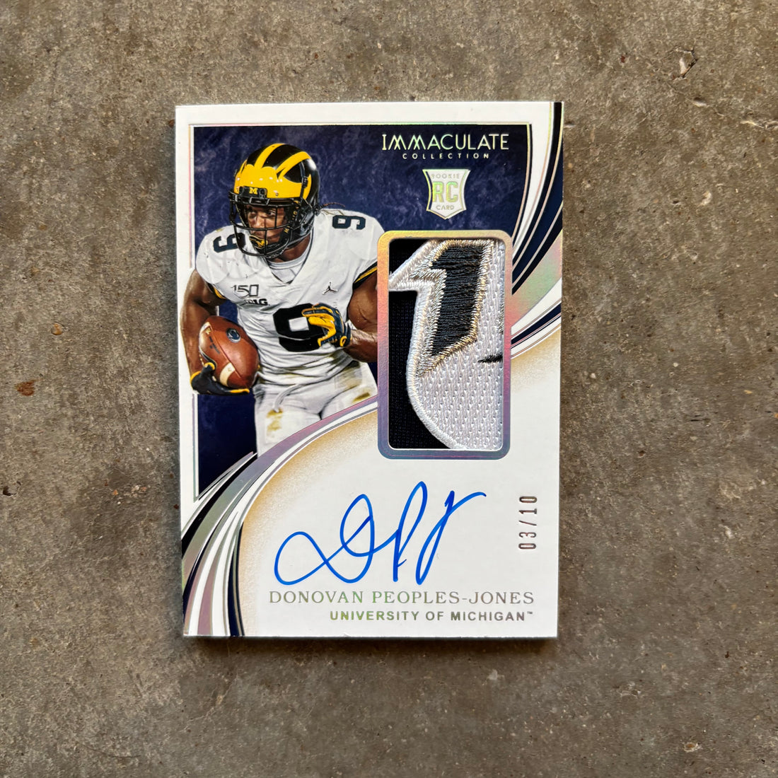 Donovan Peoples-Jones 2020 Panini Immaculate Collegiate Patch Autograph /10