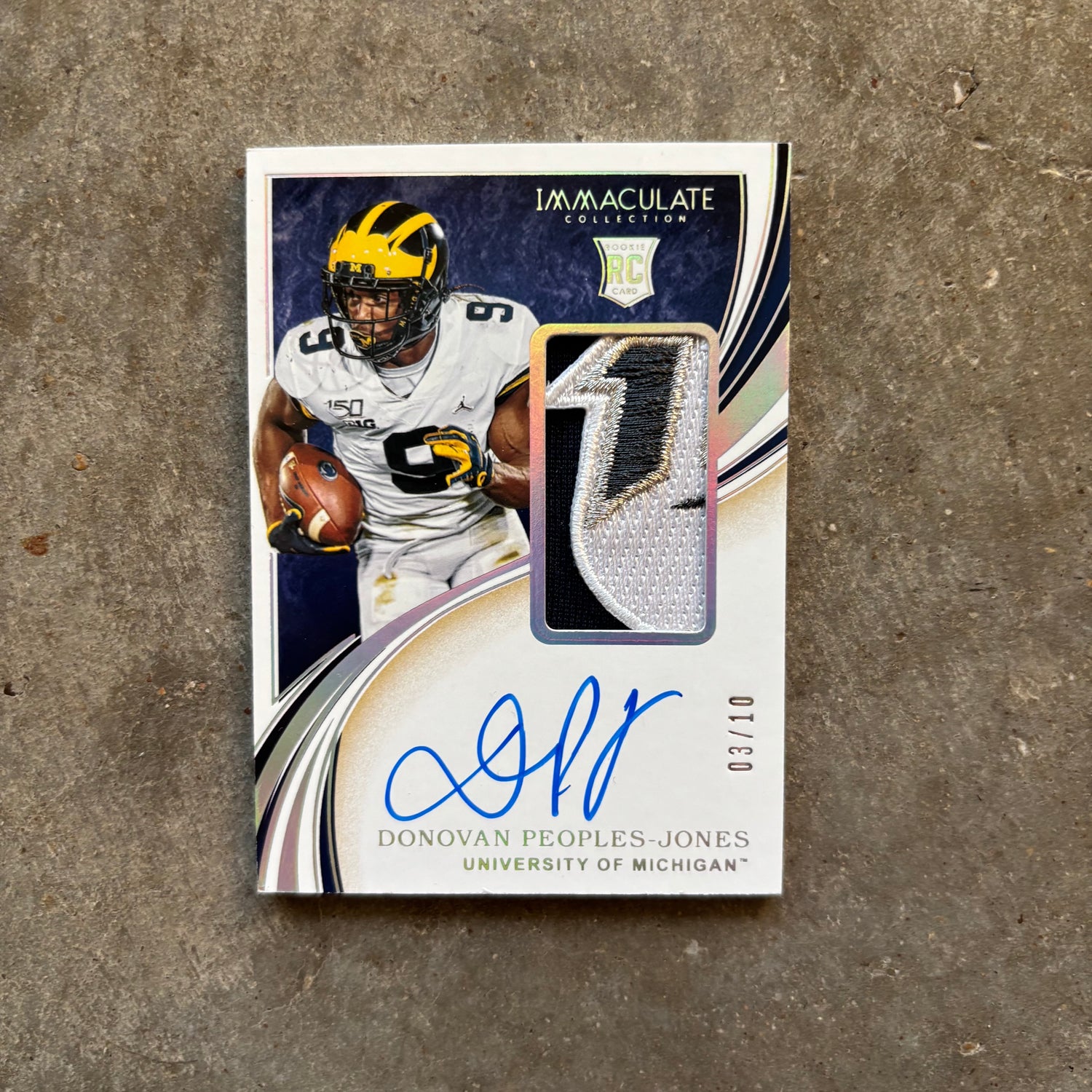 Donovan Peoples-Jones 2020 Panini Immaculate Collegiate Patch Autograph /10