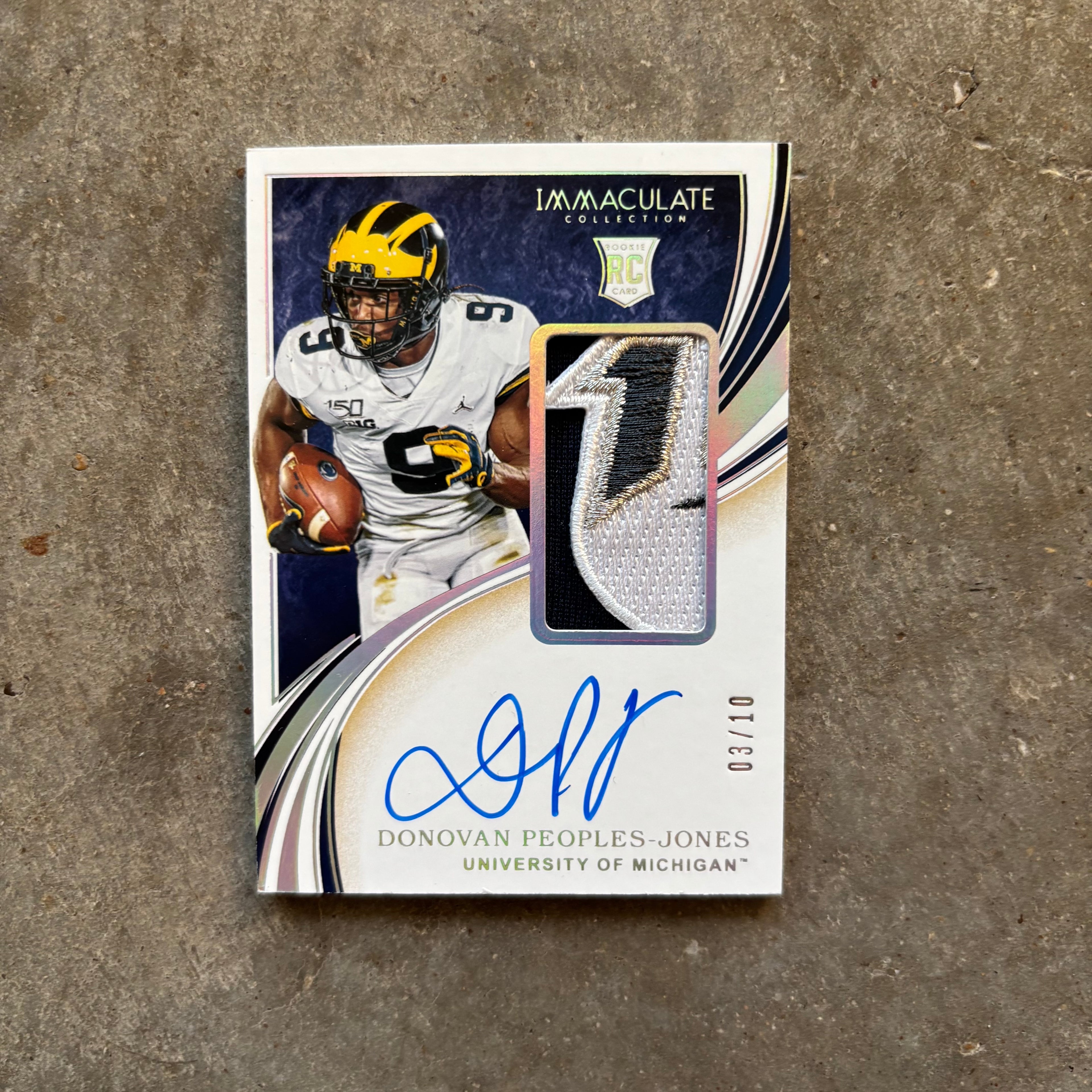 Donovan Peoples-Jones 2020 Panini Immaculate Collegiate Patch Autograph /10