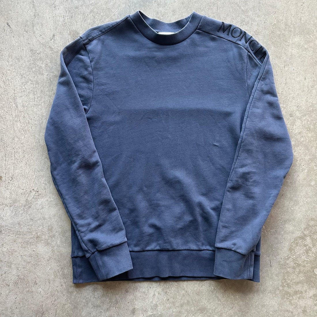L Navy Moncler Navy Spellout Crewneck