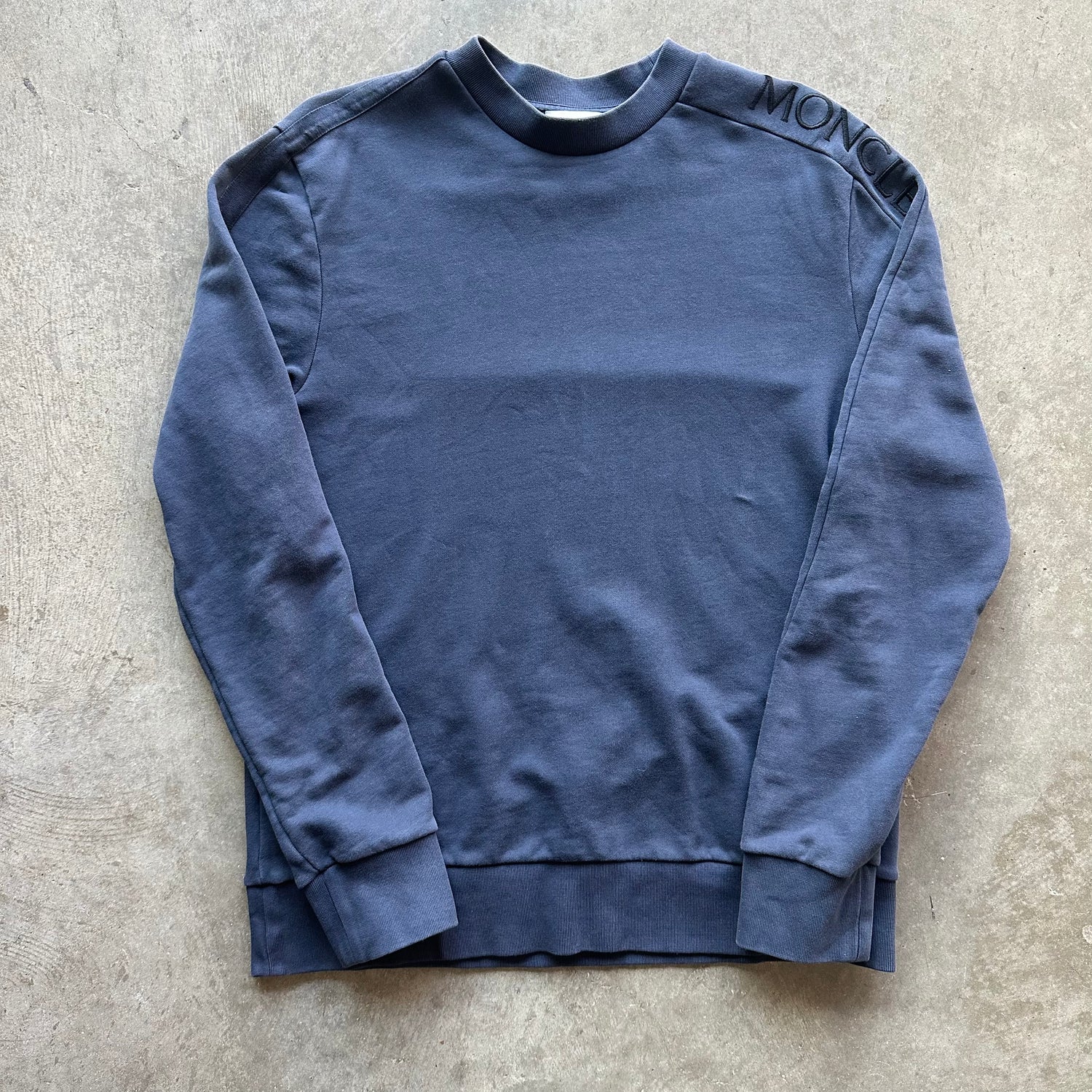 L Navy Moncler Navy Spellout Crewneck