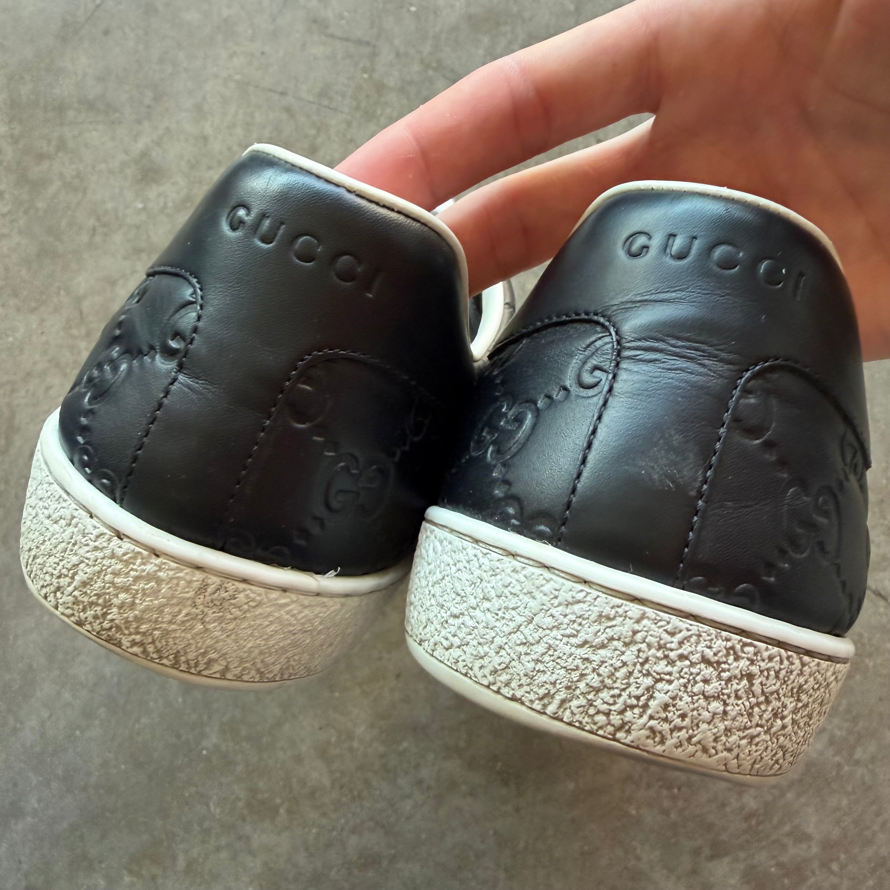 10 Used Gucci Ace Black Monogram