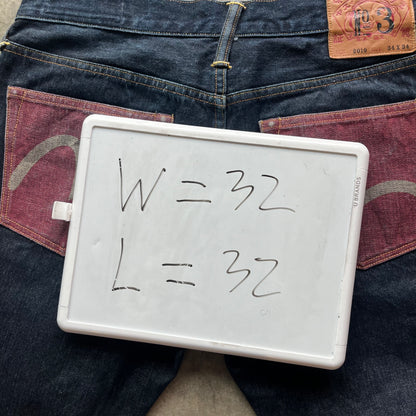 32x32 Faded Red Pocket Evisu Jeans