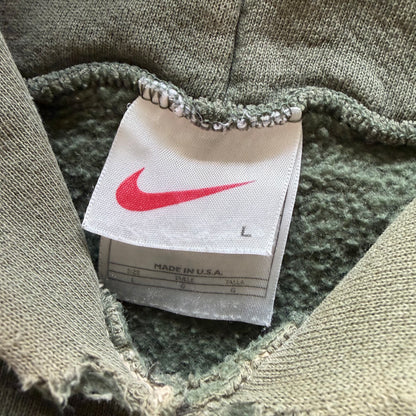 L 90s Nike Center Swoosh Hoodie Olive