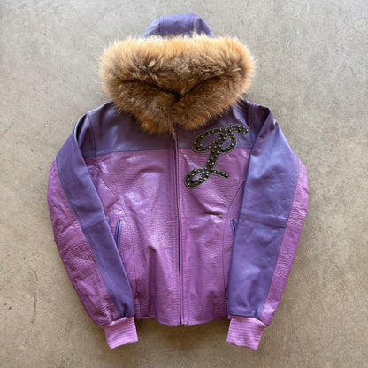 XL Pelle Pelle Fur Hooded Jacket Purple